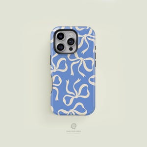 Classic Bows Light Blue & Cream MagSafe iPhone Case | iPhone 16 15 14 13 Pro Max Case, iPhone 16 15 14 Plus Case, iPhone 13 12 Mini Case
