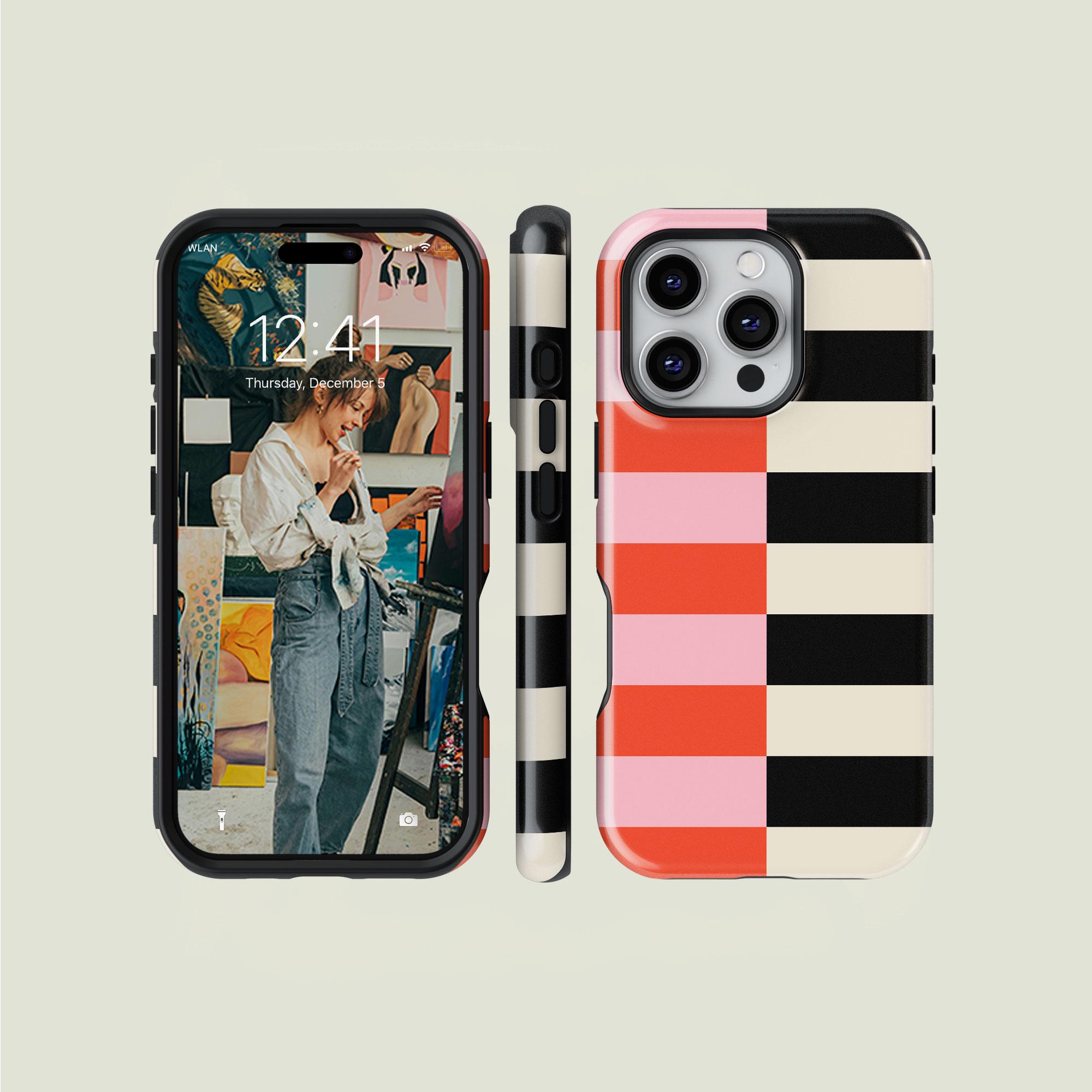 Coque IPhone Rétro Fleurie Orange Et Rose - Compatible IPhone 11 à 17 Pro Max, Antichoc