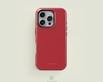 Solid Case-Face Dark Red iPhone 18 / 17 / 16 / 15 / 14 / 13 Pro Max Phone Case | MagSafe Tough Protection