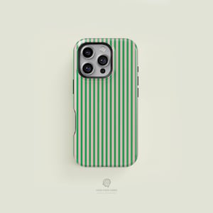 MagSafe iPhone Case - Classic Striped Light Pink & Green Case | iPhone 16 15 14 13 Pro Max Case, iPhone 16 15 14 Plus Case