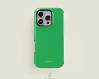 Case-Face Solid Green iPhone 17 / 16 / 15 / 14 / 13 Pro Max Phone Case | MagSafe Tough Protection