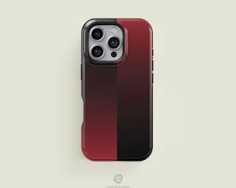 Vertical Split Gradient Black & Dark Red iPhone 17 / 16 / 15 / 14 / 13 Pro Max Phone Case | MagSafe Tough Protection