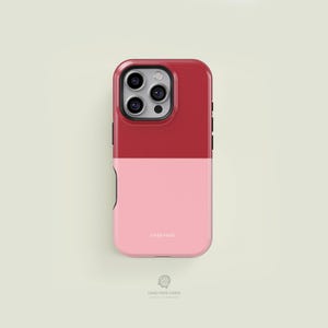 Horizontal Bicoloured Dark Red & Light Pink MagSafe iPhone Case | iPhone 16 15 14 13 Pro Max Case, iPhone 16 15 14 Plus Case, iPhone 12 Case