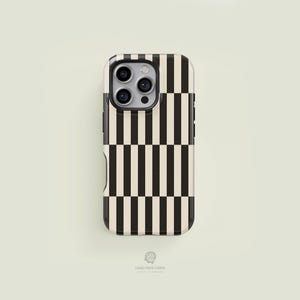 Tall Checkered Black & Cream iPhone 17 / 16 / 15 / 14 / 13 Pro Max Phone Case | MagSafe Tough Protection