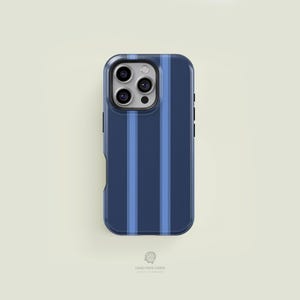 Custodia per iPhone 17/16/15/14/13 Pro Max a righe blu navy e azzurro su misura / Protezione MagSafe resistente
