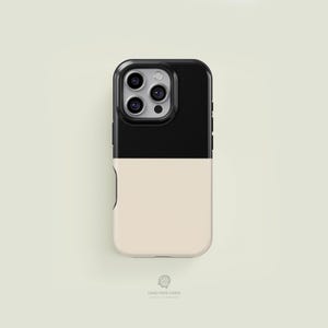 Horizontal Bicoloured Black & Cream Tough iPhone Case | iPhone 16 15 14 13 12 11 Pro Max Case, iPhone 16 15 14 Plus Case, iPhone 13 12 Case
