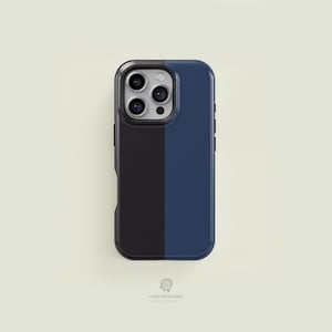 Vertical Bicoloured Black & Navy Blue iPhone 17 / 16 / 15 / 14 / 13 Pro Max Phone Case | MagSafe Tough Protection