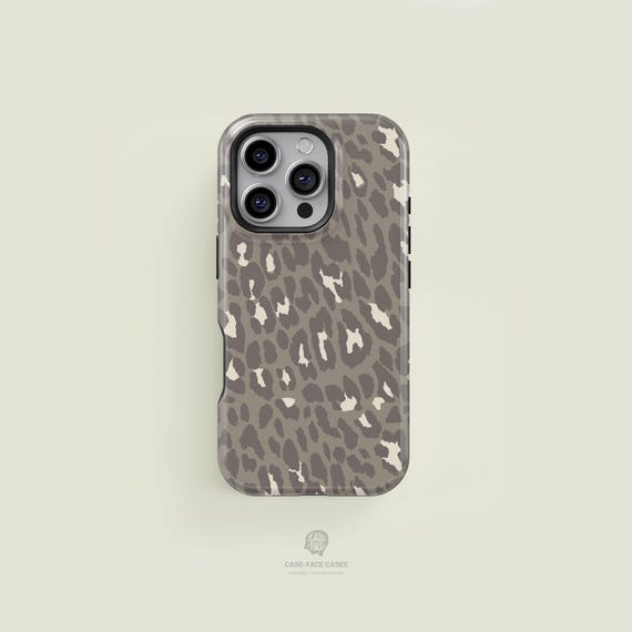 Cheetah Animal Print Cargo Grey Taupe Magsafe iPhone Case