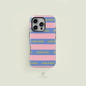 Horizontal Bold Striped Light Pink & Light Blue iPhone 17 / 16 / 15 / 14 / 13 Pro Max Phone Case | MagSafe Tough Protection