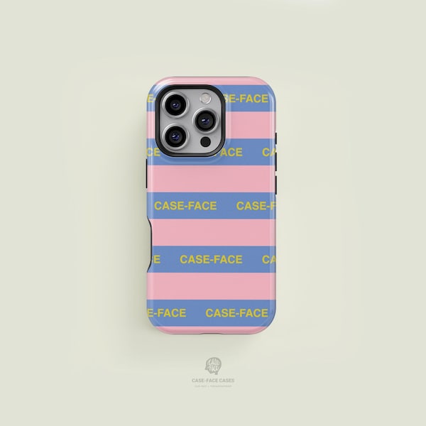 Horizontal Bold Striped Light Pink & Light Blue iPhone 17 / 16 / 15 / 14 / 13 Pro Max Phone Case | MagSafe Tough Protection