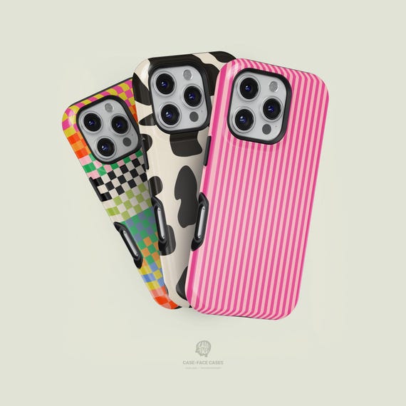 クラシックストライプ ライトピンク & ホットピンクのタフiPhoneケース