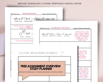 Organic Chemistry Reaction Mechanism Study Sheets (Digital Printable)