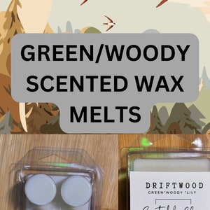 VERY STRONG Green/Woody Scented Wax Melts | Soy Wax | 6 Pack | Hand Poured| Vegan Wax Melts| Wickless Candle |Gift Ideas| Wax Tarts
