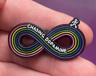 Chasing Dopamine Enamel Pin: ADHD Neurodiversity Pride