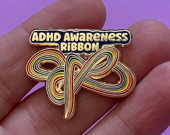 Lustiger ADHD Awareness Ribbon Emaille Pin, Neurovielfalt Geschenk