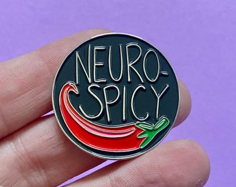 Neurospicy Enamel Pin, Neurodiversity Pride