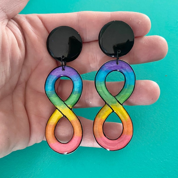 ADHD pride jewelry, Autism infinity rainbow earrings, Autistic pride earrings, Neurodivergent accessories, Autism jewelry for women