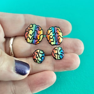 Rainbow brain earrings, Neurodiversity earrings, Autistic pride studs, ADHD gifts, Autism earrings, Actually Autistic, Neurodiversity studs