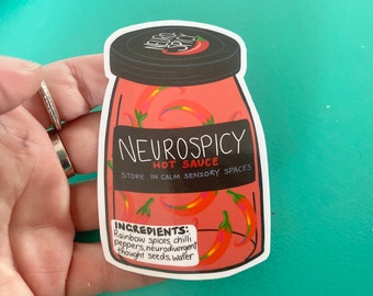 Pegatina de salsa neuropicante, neurodiversidad, TDAH, autismo