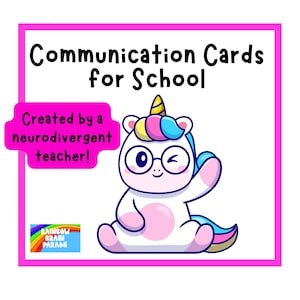 Communicatiekaarten autisme, roze eenhoorn, voor school, voor autistische kinderen pdf, non-verbaal, ADHD-communicatiekaarten, afsluiten, tools