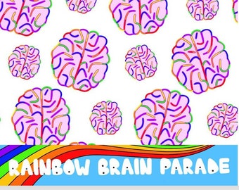 Colourful Brain Seamless Pattern, Neurodiversity Art (PNG Digital File)