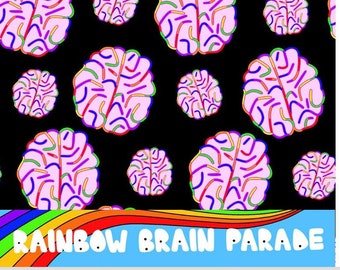 Rainbow Brain Seamless Pattern, Neurodiversity Art (PNG Digital Download)