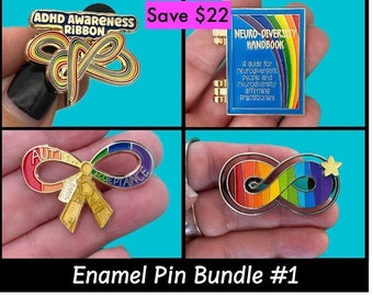 Neurodiversity Enamel Pin Set, Autism & ADHD Awareness