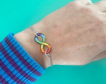 Rainbow Infinity Bracelet: Stainless Steel Jewelry