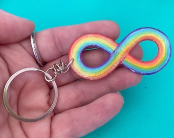 Rainbow Infinity Autism Keyring, Neurodiversity Pride
