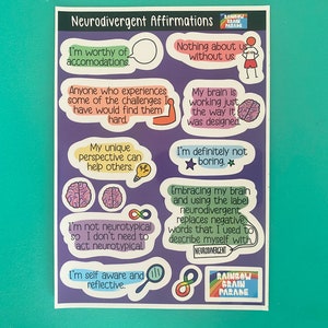 Neurodivergent affirmations stickers for neurodivergent planner, therapy affirmations, Neurodivergent sticker, ADHD sticker, Autism stickers