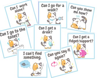 Autism Communication Cards for School, Cat Pictures (Digital Download)