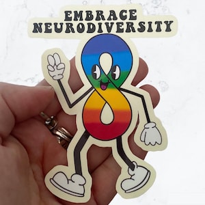 Umfassen Sie Neurovielfalt Aufkleber, ADHS Stolz Aufkleber, Autismus Unendlichkeit Regenbogen, Aufkleber für psychische Gesundheit Retro, Neurodiversent Neurodiverse