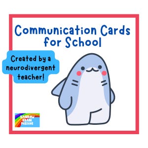 Communicatiekaarten Kawaii schattige haaien Autisme voor school, voor autistische kinderen PDF, non-verbaal, ADHD-communicatiekaarten, afsluiten, tools