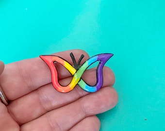 Handmade ADHD Butterfly Pin, Rainbow Infinity Neurodiversity Jewelry