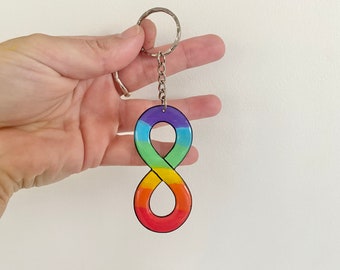 Rainbow Infinity Autism Keyring, Neurodiversity Pride