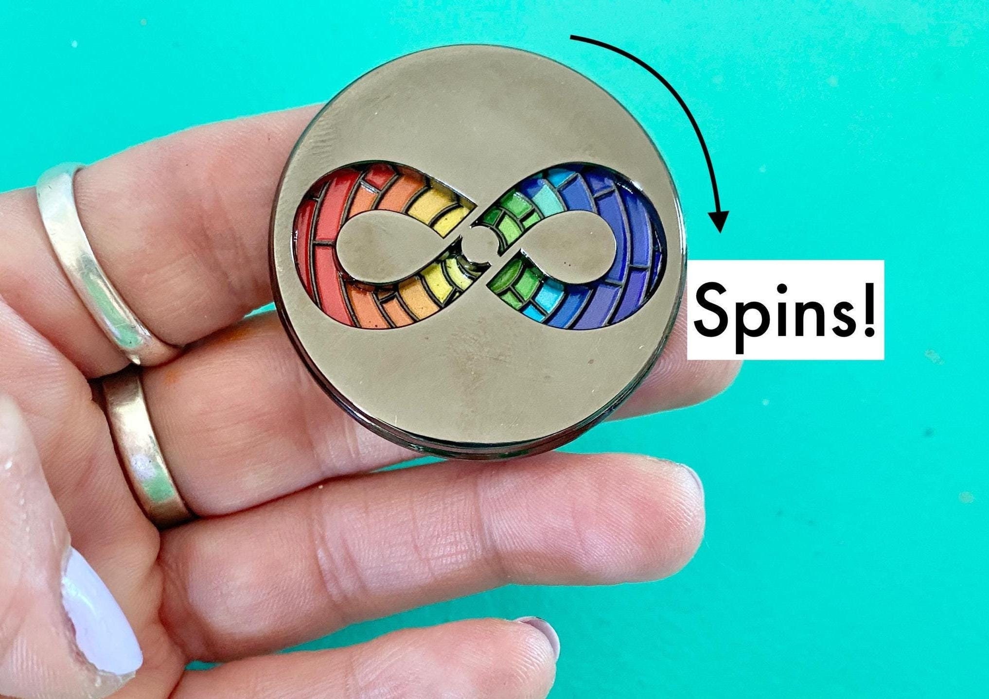 Rainbow Infinity Spinner Enamel Pin: Neurodiversity Fidget Aid - Etsy