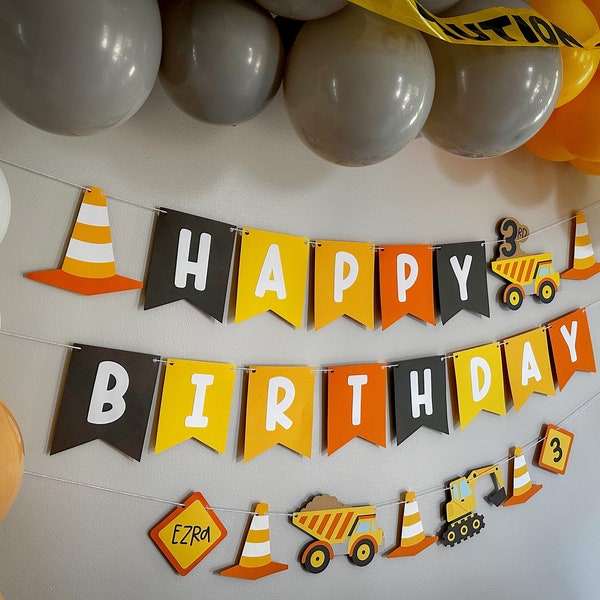 construction birthday banner - construction party banner - construction party decor - personalized construction banner