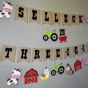 personalized three-i-e-i-o banner - farm birthday - farm party banner - three year old birthday - three i e i o - custom farm banner