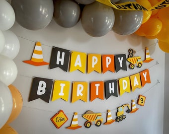 construction birthday banner - construction party banner - construction party decor - personalized construction banner