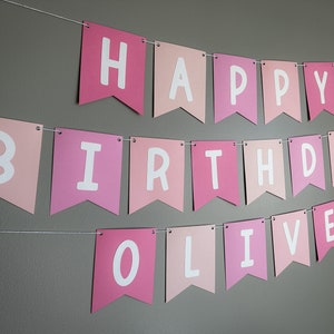 personalized birthday banner - pink birthday banner -  pink party banner - custom birthday banner - personalized party decor