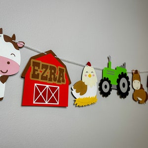 personalized farm animal birthday garland - farm birthday party garland - farm birthday party decor - farm birthday party- barnyard birthday