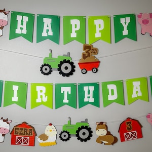 farm animal birthday banner - green farm party banner - barnyard birthday decor - personalized farm birthday banner - barnyard birthday sign