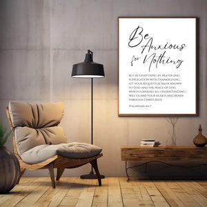 Philippians 4:6-7, Do Not Be Anxious About Anything, Bible Verse Wall Art, Modern Christian Printable, Scripture Wall Art, Christian Prints