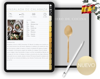 Libro de cocina, Español, Digitales Rezeptbuch, Goodnotes Rezepte, iPad, Notability Planner, Rezeptbuch Vorlage, Rezeptplaner