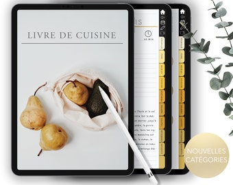 Livre de recettes, Livre de Küche, Digitales Rezeptbuch, Goodnotes, Rezeptbuch Vorlagenplaner, Französisch, Francais