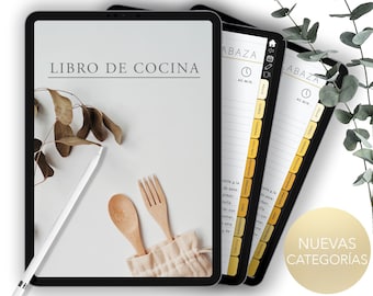 Neue Kategorien, Libro de cocina, Español, Spanisch, Digitales Rezeptbuch, Goodnotes, iPad, Notability Planner, Rezeptvorlagenplaner