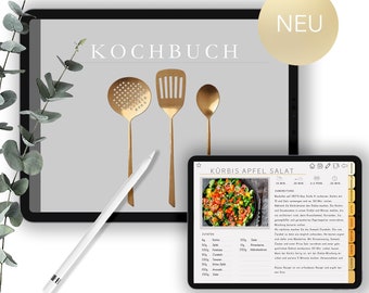 Kochbuch, Rezeptbuch, Libro di ricette digitale, Ricette Goodnotes, IPad, Modello di libro di ricette, Pianificatore di ricette, Rezepte Buch, tedesco, tedesco