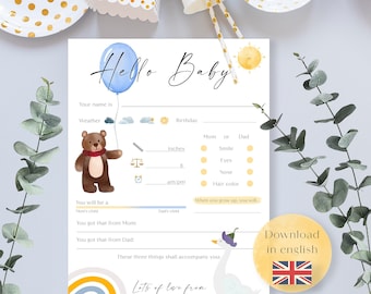 Baby-Tippkarten | Babyparty-Spiel | Wunschkarten | Baby-Dusche-Geschenk | Ausfüllkarten | Ratespiel Wunschkarten | Boho | Herunterladen | Babyparty
