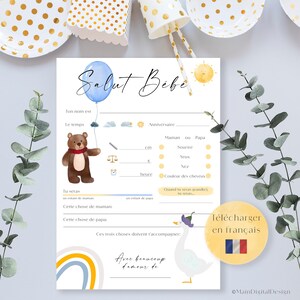 Cartes d'astuces pour bébé | Jeu de Baby Shower | Cartes de vœux | Cartes à remplir | Jeu de devinettes et cartes de vœux Téléchargement