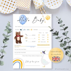 Carte suggerimento per bambini / Gioco per baby shower / Carte dei desideri / Regalo per baby shower / Carte da compilare / Carte dei desideri per giochi di indovinelli / Boho / Download / Babyparty